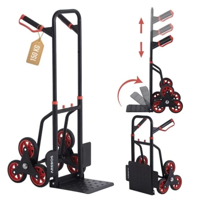 Abbildung von Arebos Treppensackkarre Sackkarre Transportkarre 150kg Treppensteiger Stappelkarre, Höhenverstellbar: 74 109 cm, Ladefläche: 31,1 x 28,8 cm