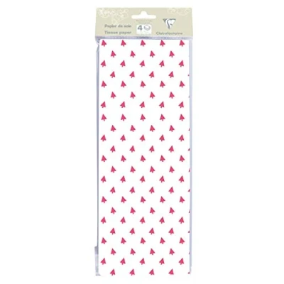 Abbildung von Clairefontaine 393813C Packung mit 4 Blätter Seidenpapier (50 x 70 cm, 18g/qm) 1 Pack tannenbaum rot