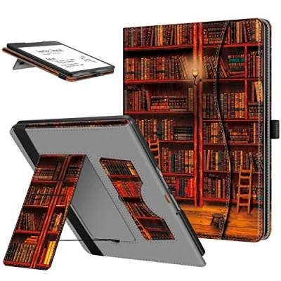 Abbildung von Fintie Hülle für Kindle Scribe (10,2 Zoll, 2022) Kickstand Schutzhülle mit Kartenfach Stifthalter und Auto Sleep/Wake (der erste Schreibfunktion), die Bibliothek