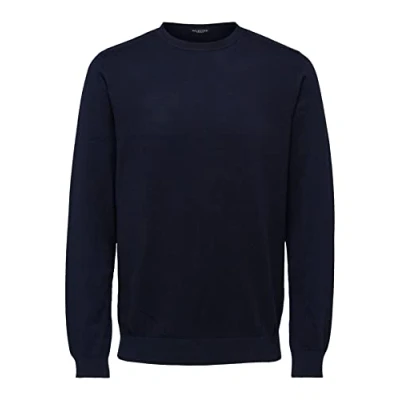 Abbildung von Selected Homme Slhberg CREW NECK Strickpullover, Herren, Größe: Medium, Navy blazer/melange
