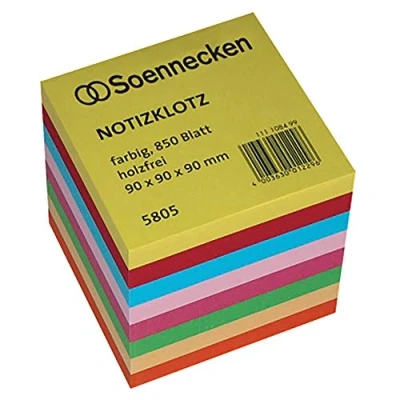 Abbildung von Soennecken Notizklotz 5805 9x9x9cm 850 Blatt farbig sortiert