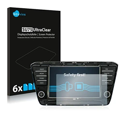 Abbildung von Savvies 6 Stück Schutzfolie für Skoda Columbus Superb 2017 Infotainment System 8&quot; Displayschutz Folie Ultra Transparent
