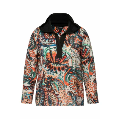 Abbildung von Ulla Popken Damen Kapuzen Paisleydruck Bluse, schwarz, 42 44
