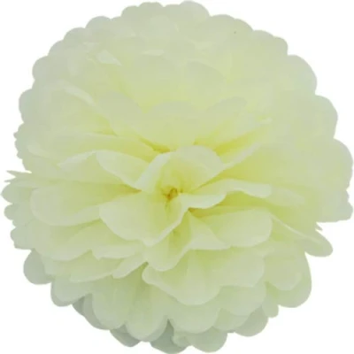 Abbildung von Creativery 1 Papier Pompon 20cm (Creme/hellcreme 820) // Pompom Bommel Kugel Seidenpapier Blumen Deko Hängedeko Raumdeko