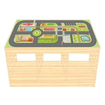 Abbildung von Spielfolie/Möbelfolie für IKEA TROFAST Holz Stadtleben Aufkleber Sticker Kinderzimmer Spieltisch (Möbel Nicht inklusive)