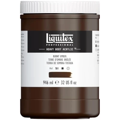 Abbildung von Liquitex 4413128 Professional Heavy Body Acrylfarbe in Künstlerqualität mit ausgezeichneter Lichtechtheit buttriger Konsistenz, 946ml Topf Umbra Gebrannt