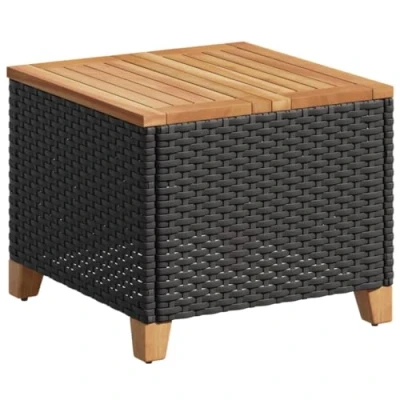 Abbildung von vidaXL Gartentisch Schwarz 45x45x37 cm Poly Rattan nholz (1 St)