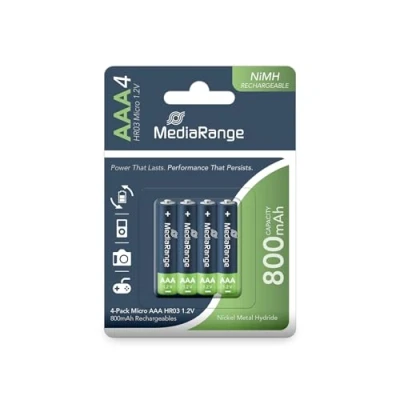 Abbildung von MediaRange &quot;Rechargeable Accu&quot; wiederaufladbare Batterien / Akkus AAA Micro HR03 800mAh 4er Pack