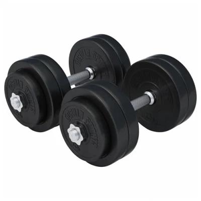 Abbildung von GORILLA SPORTS® Kurzhantelset 20kg/30kg 2er Set, Ø 30mm, 2x Kurzhantelstangen, mit 4 Sternverschlüsse, Griff gerändelt, aus Kunststoff Hantelset, Kurzhanteln, Hanteln, Kurzhantel Set