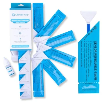 Abbildung von Lens Aid Kamerazubehör Set Sensor Reinigungsset mit einzelnen Swabs oder als inkl. Flüssigreiniger für Vollformat, APS C MFT Kamera Sensoren., (12 einzeln verpackte pro Set)