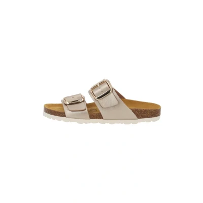 Abbildung von Palado Pantoletten Damen Samos GS bequeme Sandalen Made in Spain Hausschuhe mit dämpfendem Kork Fußbett modische Sommerschuhe Beige Metallic UK8 EU41