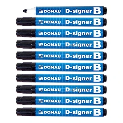Abbildung von DONAU D Signer B Tafel Marker Whiteboard Boardmarker / 10 Stück/Schwarz/Rundspitze 2 4 mm/Trocknungsbeständig bis zu 72 Stunden ohne Kappe/Nicht Toxische Tinte
