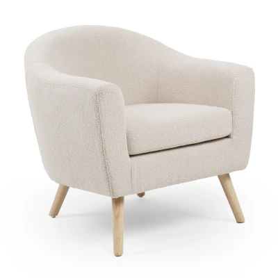 Abbildung von Skandinavischer Sessel Savoy Woll Bouclé Stoff Creme Menzzo