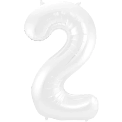 Abbildung von Folienballon Zahl 2 Matt White Metallic 86 cm