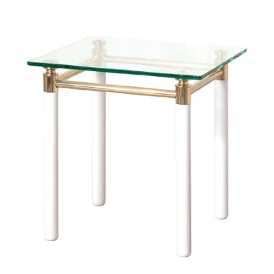 Abbildung von HAKU Möbel Beistelltisch vergoldet, weiß, Metall, Sicherheitsglas Maße: B 42 cm x H 44 T cm, Style: Contemporary