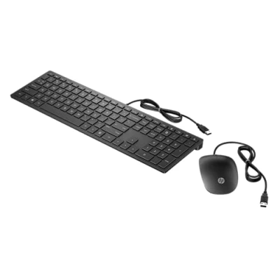 Abbildung von HP Pavilion 400 Bundle (4CE97AA) Tastatur und Maus mit Kabel (1.600 dpi, USB Kabel, 3 Tasten, Scrollrad, QWERTZ Layout) schwarz