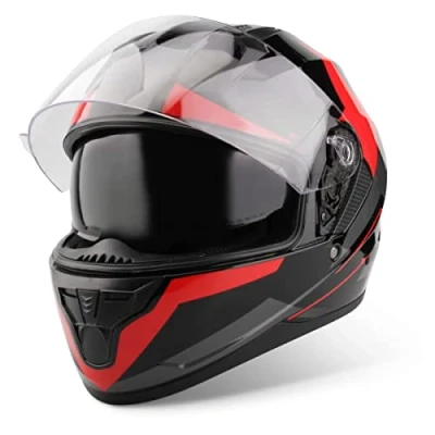 Abbildung von VINZ Becket Integralhelm mit Sonnenblende ECE 22.06 Motorrad Helm Vollvisierhelm Mopedhelm Motorradhelm Full Face Helme In Gr. XS XXL Rot
