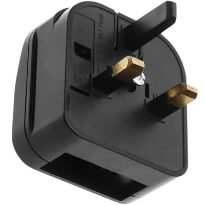 Abbildung von EU Stecker auf UK Buchsenadapter, Steckeradapter mit 5A Sicherung, Typ C G Buchse, 2 poliger 3 polige Adapterbuchse für Zuhause, Reisen, Hotel,