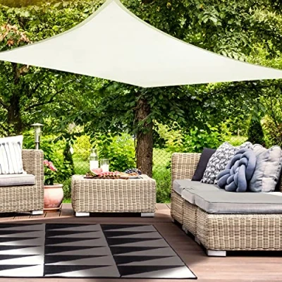 Abbildung von HAIKUS Sonnensegel Wasserdicht Rechteckig 3x4m Sonnenschutz Wasserabweisend Premium PES Polyester mit UV Schutz für Balkon Garten Terrasse Creme