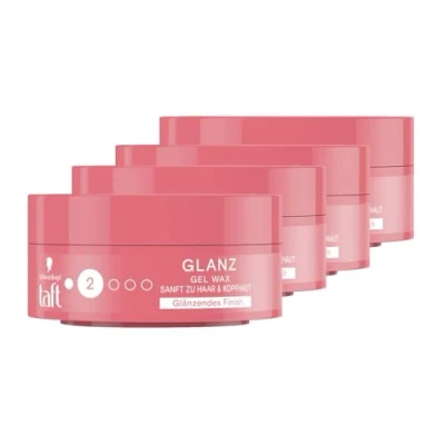 Abbildung von Schwarzkopf TAFT Gel Wax Strahlender Glanz (4x 75ml), Haarwax für glänzendes Finish, schonend Haar und Kopfhaut, veganes, Haarstyling Gelwax