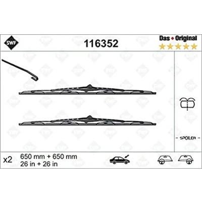 Abbildung von Scheibenwischer Swf Original Spoiler 116352 vorne Standard mit integrierter Waschwasserdüse CITROËN: C8, PEUGEOT: 807, FIAT: Ulysse II