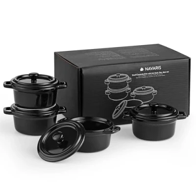 Abbildung von Navaris Serviertopf Mini Cocotte Vielseitige Auflaufform mit Deckel ofenfest 4er, (1 tlg)