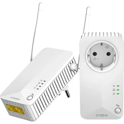 Abbildung von STRONG Powerline WI FI 600 KIT Adapter + Powerlan WLAN Hotspot bis zu Mbit/s Reichweite über 300 m, 2er Set
