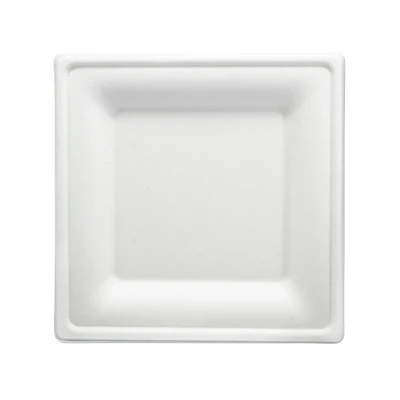 Abbildung von 200 Teller Zuckerrohr 16 cm (quadratisch, weiß) Bagasse