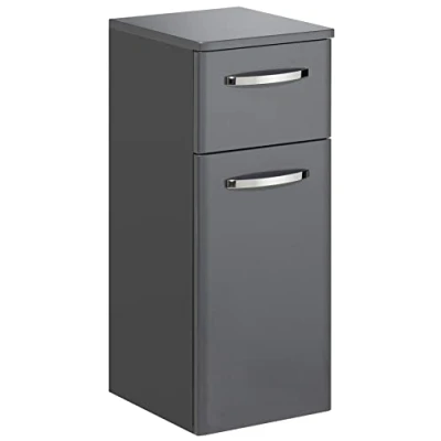 Abbildung von Pelipal Badezimmerschrank Quickset 327 in Anthrazit Hochglanz, 30 cm breit Unterschrank mit 1 Tür, Schubkasten und Einlegeboden