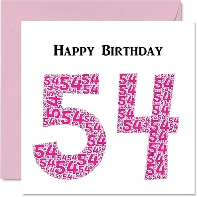 Abbildung von lustige Geburtstagskarte zum 54. Geburtstag für Frau Shapecloud Happy Birthday Karte Vater, Mutter, Großvater, Nanny, Oma, Onkel, Tante, Cousin, Freund, 145 mm x Grußkarten,