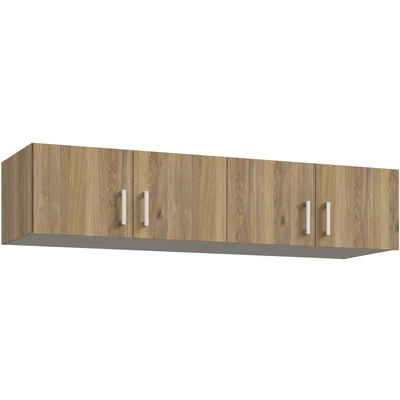 Abbildung von Forte ECONOBOX Schrankaufsatz 135, 4 türiger Drehtürenschrankaufsatz, Holzwerkstoff, Mauvella Eiche Dekor, 177,5 cm breit, 38,1 hoch, 54,2 tief