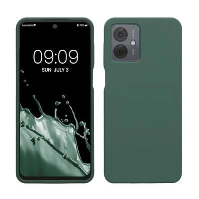 Abbildung von kwmobile Hülle kompatibel mit Motorola Moto G14 Silikon Handy Case Handyhülle weiche Oberfläche kabelloses Laden Tannengrün
