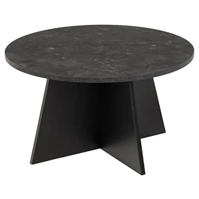 Abbildung von AC Design Furniture Axel Couchtisch Rund in Schwarzer Marmoroptik, Ø: 70 x H: 40 cm, Akzenttisch, Kleiner Couchtisch, Moderner Wohnzimmertisch