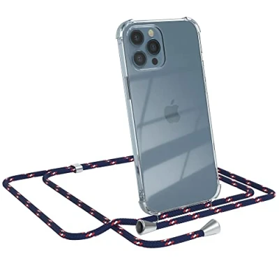 Abbildung von EAZY CASE Handykette kompatibel mit iPhone 12 Pro Max Handyhülle Umhängeband, Handykordel Schutzhülle, Silikonhülle, Hülle Band, Stylische Kette für Smartphone, Navy Camouflage