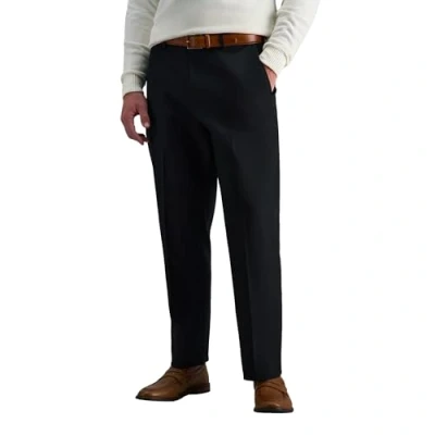 Abbildung von Haggar Herren Premium bügelfrei, khaki, klassische Passform, erweiterbare Taille, flache Vorderseite, schwarz, 34W / 32L