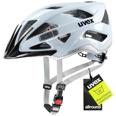 Abbildung von uvex active sicherer Allround Helm für Damen und Herren individuelle Größenanpassung erweiterbar mit LED Licht cloud silver 52 57 cm