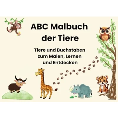 Abbildung von ABC Malbuch der Tiere und Buchstaben zum Malen, Lernen Entdecken: Fördert Kreativität &amp; Konzentration Geschenk für Kinder ab 3 Jahre