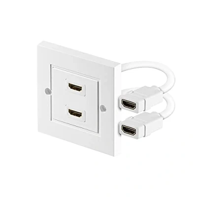 Abbildung von Goobay 51723 HDMI Dose, Wanddose, Unterputzdose / Aufputzdose, Einbaubuchse, Buchse (Typ A) &gt; A), 3D, 4k, vergoldete Kontakte, weiß