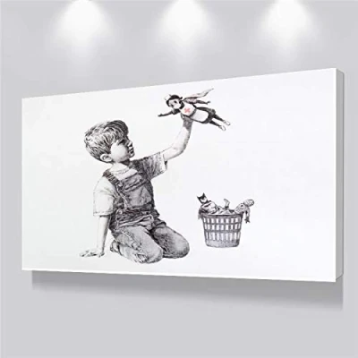 Abbildung von XIANGPEIFBH Banksy Game Changer Krankenschwester Tribut Leinwand Malerei Poster und Bilder Wandkunst für Büro Krankenhaus Wohnzimmer Schlafzimmer 20x35cm Ungerahmt