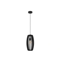 Abbildung von Eglo 900504 Hängeleuchte BAJAZZARA Holz schwarz E27 1X40W H:110cm Ø26cm dimmbar