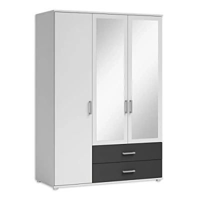 Abbildung von Schlafkontor Drehtürenschrank &quot;Ivar Kleiderschrank mit Spiegel&quot;, inklusive 2 Spiegeltüren und farblich abgesetzten Schubkästen