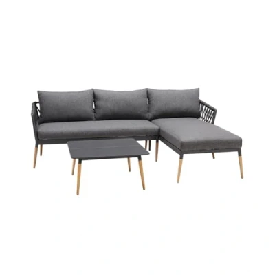 Abbildung von riess ambiente Sitzgruppe IPANEMA 240cm anthrazit / natur, (Einzelartikel, 1 tlg), Garten Loungemöbel · wetterfest Metall Outdoor Terrasse Design