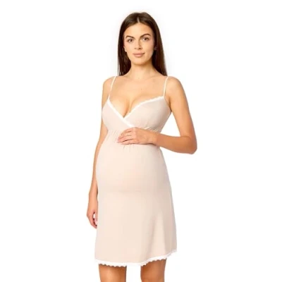 Abbildung von Merry Style Unterkleid für Schwangerschaft Petticoat Schwangerschaftskleid aus Viskose Nachthemd Damen Elastisch Leicht Alltagskleidung MS10 466 (Beige, L)