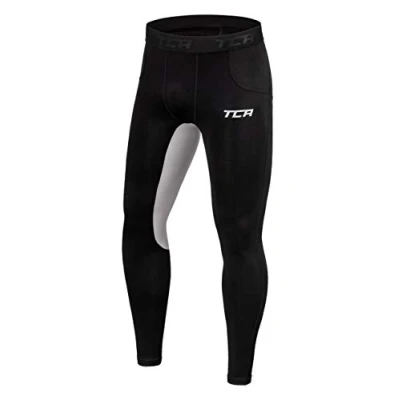 Abbildung von TCA Herren Leggings, Kompressionshose, Sporthose, Lang Schwarz/Hellgrau (Alt), M