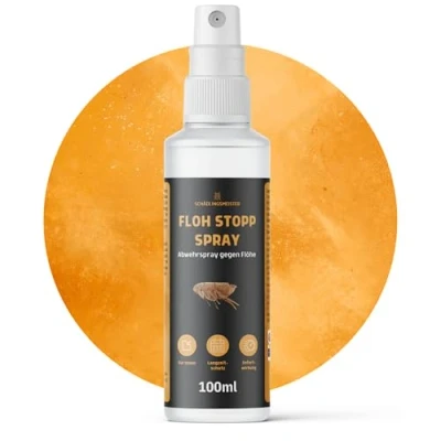 Abbildung von Floh Stopp Spray 100 ml Hoch konzentriert Flohspray Für Wohnung und Möbel LANGZEITWIRKUNG Innen &amp; Textilien Anti Flohabwehr Flöhe bekämpfen