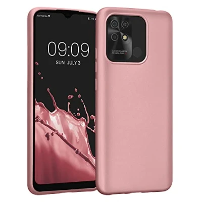 Abbildung von kwmobile Case kompatibel mit Xiaomi Redmi 10C Hülle Schutzhülle aus Silikon metallisch schimmernd Handyhülle Metallic Rosegold