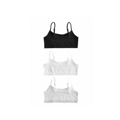Abbildung von Next Regular FIT Strappy CROP 3 PACK Bustier für Kinder, Größe: 164, Black white