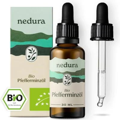Abbildung von nedura® BIO Pfefferminzöl [100% NATURREIN] Echtes in Lebensmittelqualität Belebend &amp; erfrischend Ätherisches Minzöl, Peppermint Oil Qualität aus Spanien 30ml