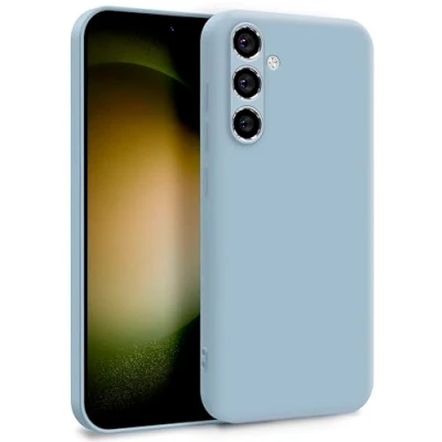 Abbildung von MyGadget Silikon Hülle kompatibel mit Samsung Galaxy S23 FE Zweilagige Handyhülle Kameraschutz Cover Innenfutter &amp; außen Babyblau