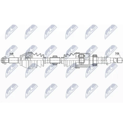 Abbildung von NTY NPW NS 094 Antriebswelle Vorderachse rechts 300 NISSAN: NV200 / Evalia Bus